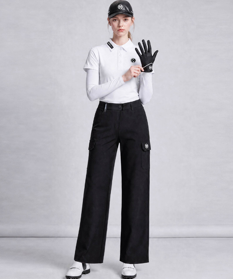 Transitional Chic Shoulder Polo Shirt and Semi-Wide Fit Pants Set (Top+Bottom)