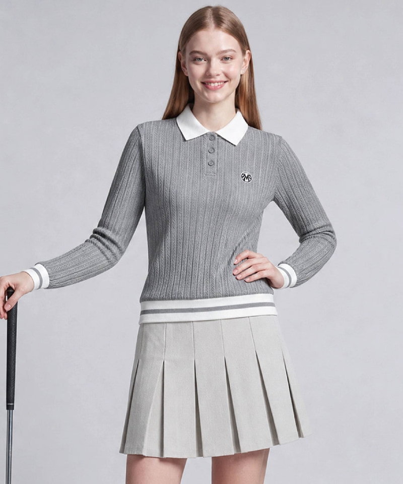 Women's Jacquard Spandex Blouson Sweatshirt - Melange Gray