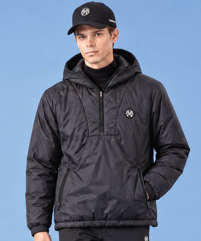Men's Padded Hooded Anorak Jumper - Black