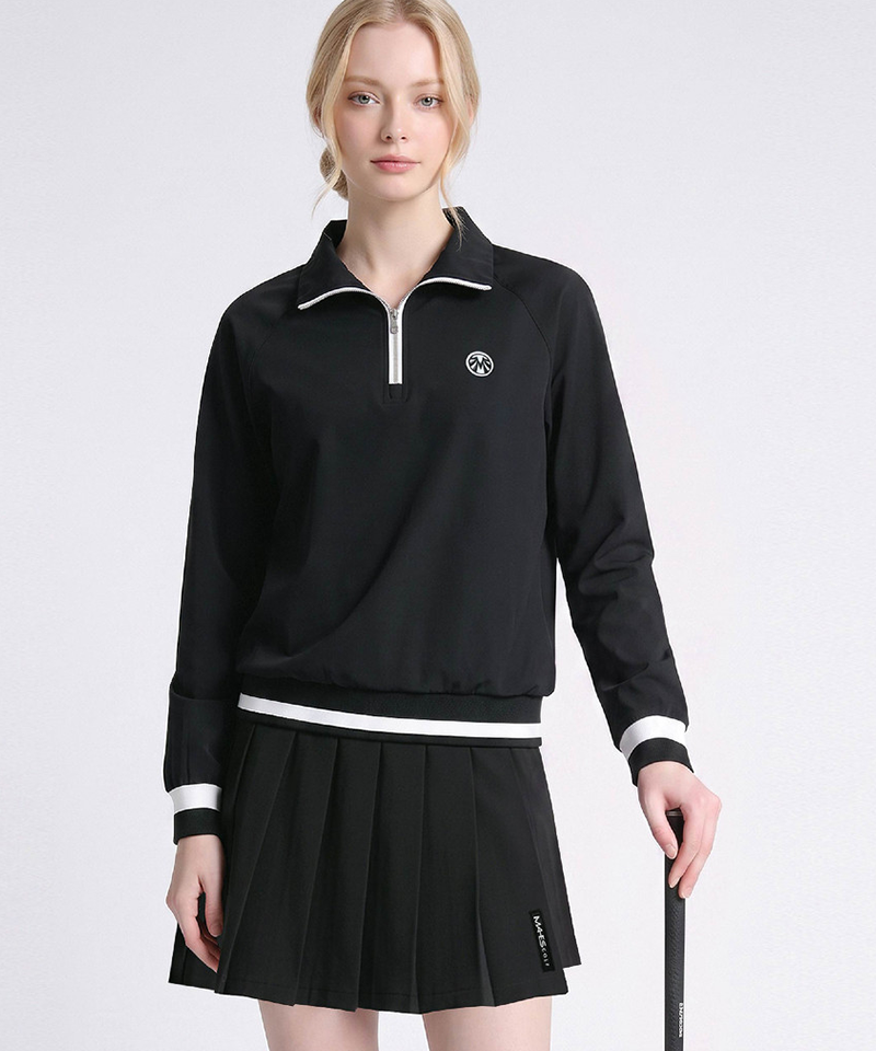 Transitional Spandex Blouson & Pleats Wrap Pants Set (Top + Bottom)