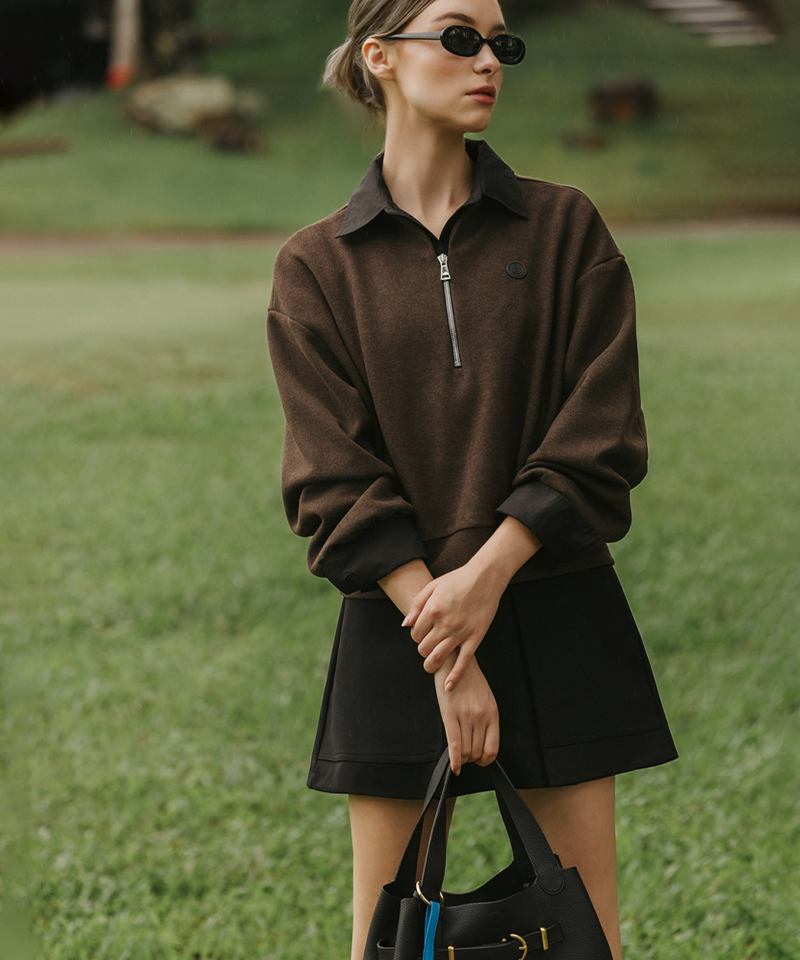 OBER Golf Brushed Half-Zip Blouson - Brown
