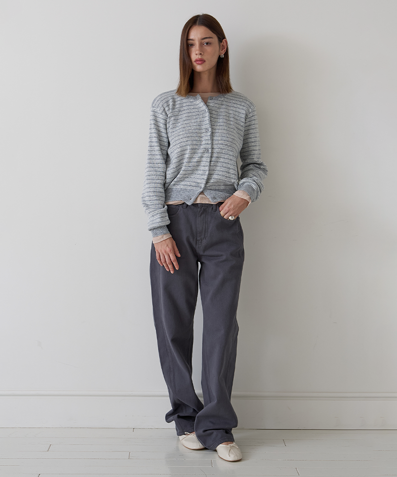 Piv'vee Stripe Knit Cardigan - Snow Gray
