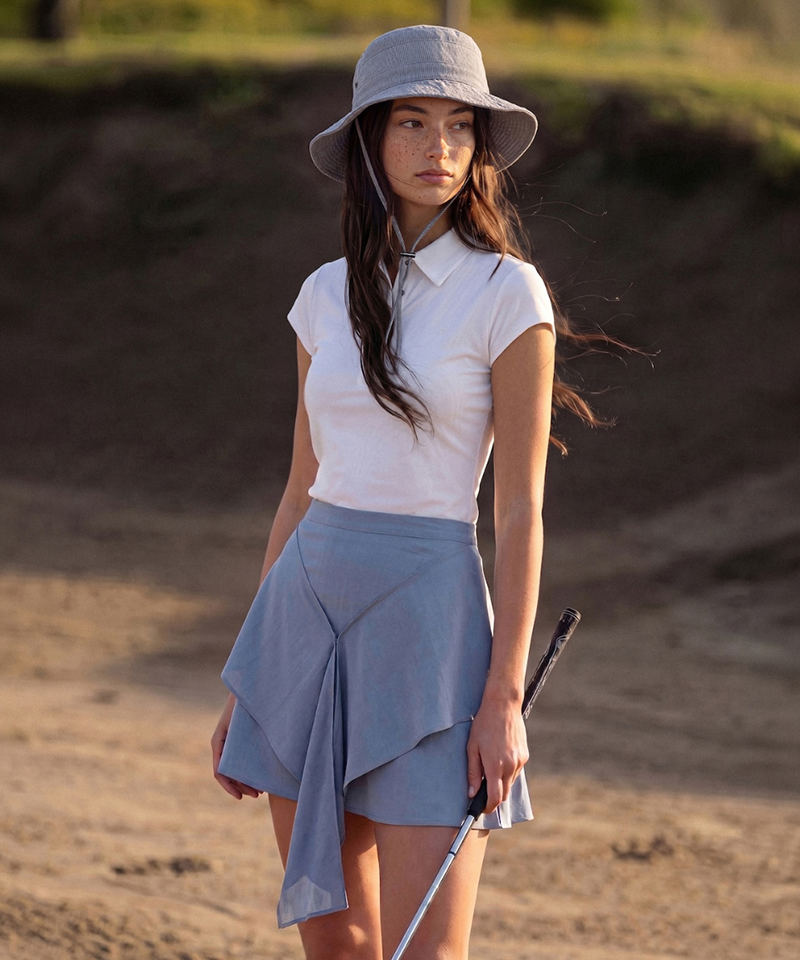 BERMUDA GRASS Two-way Seersucker Bucket Hat - White