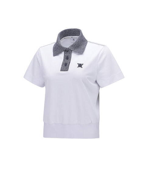[Warehouse Sale] ANEW Golf Women's Knit Collar Loose Short T-Shirt - White