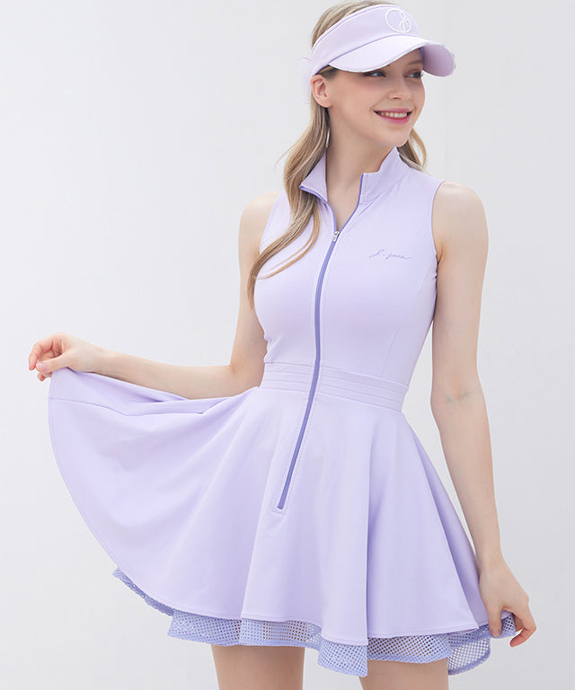J.Jane Zipper Double Flared One Piece - Lavender