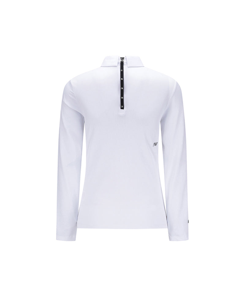 ANEW Golf: Women's Sleeve Block Back Zipper Point Ribbed Long T-Shirt