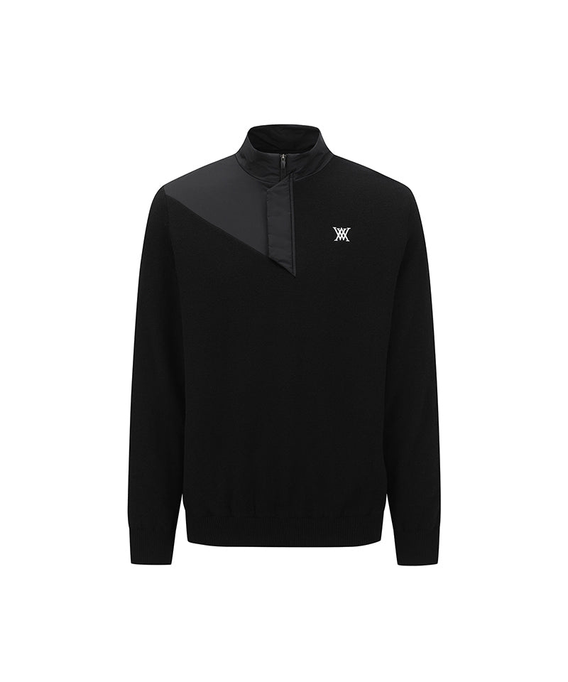 Men's Knit Hybrid Padded Sweater Anorak - Black
