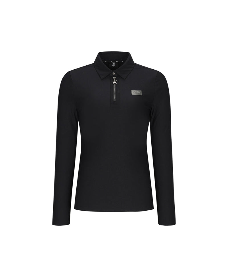 ANEW Golf Women Woven Mixed Collar L/TS - Black