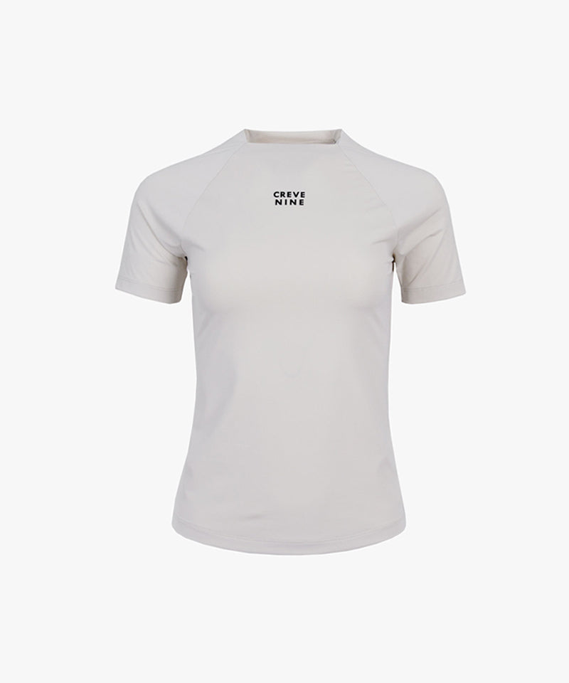 CREVE NINE: Women's Solid Mock Neck T-Shirt - Cream