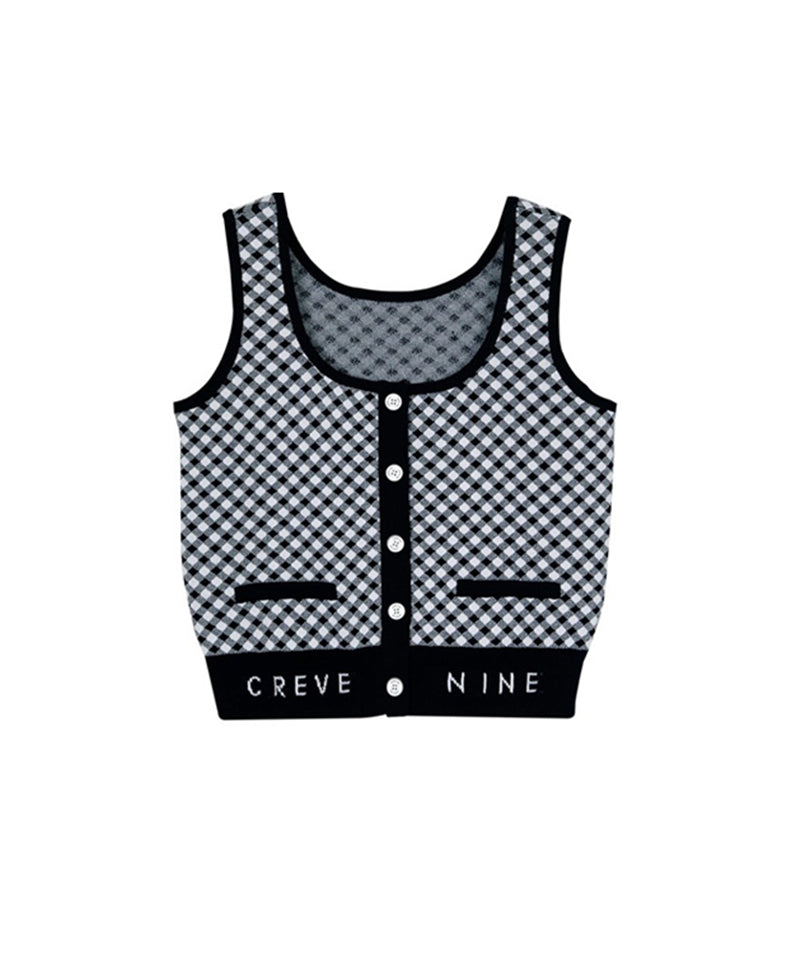 CREVE NINE: Picnic Gingham Women's Vest - Navy
