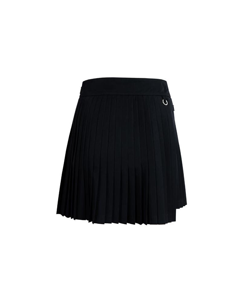 CREVE NINE: Banding Swing Pleated Skirt - Black