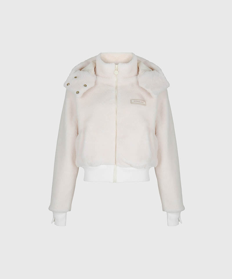 KANDINI Teddy Fleece Hooded Jumper - Ivory