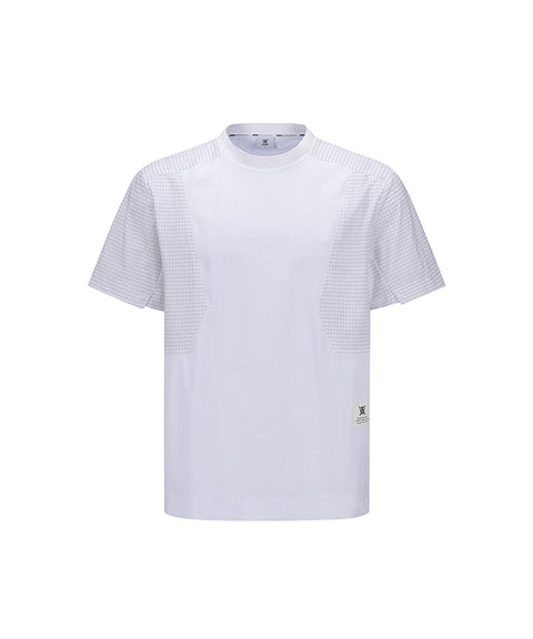 [Warehouse Sale] Men  Wooven Sleeve Crew Neck - White