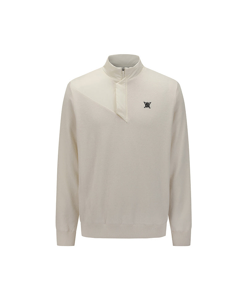 Men's Knit Hybrid Padded Sweater Anorak - Ivory