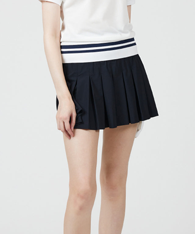 AVEN Women's  Banded Pleated Skirt - Black