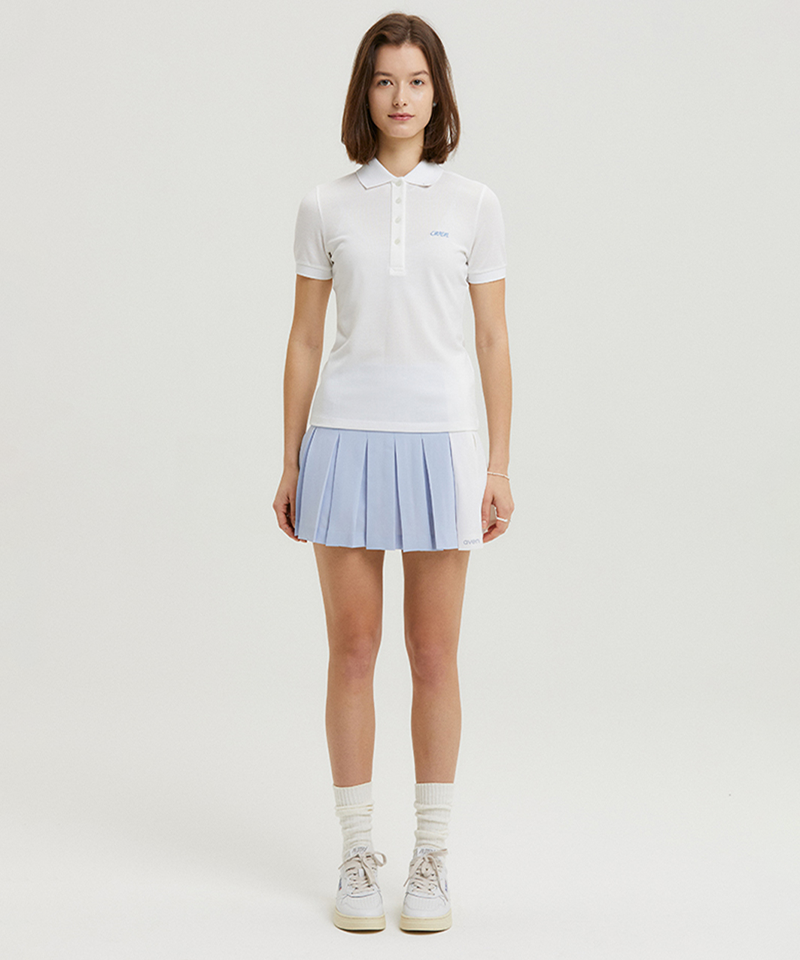 AVEN Stretch Pure Pleated Color Block Skirt - Sky Blue