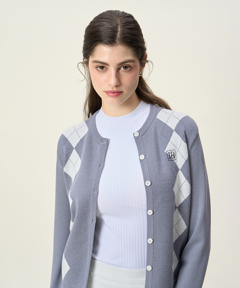 FORDI Argyle Knit Cardigan - Gray