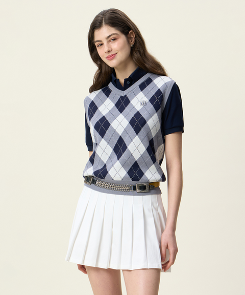 FORDI Argyle Knit Vest - Grey