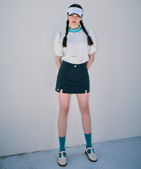 KANDINI Basic Slit Mini Skirt - Chacoal