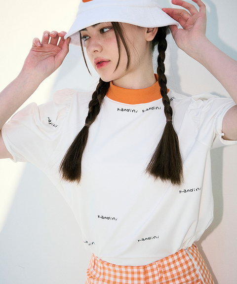 KANDINI Breezy mock neck Tee - Orange