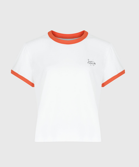 KANDINI Color Blocked Crewneck Tee - White