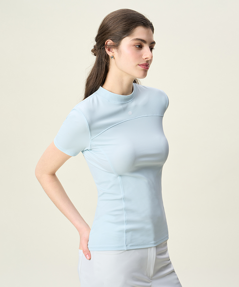 FORDI Golji Mock Neck Short Sleeve T-Shirt - Baby Blue