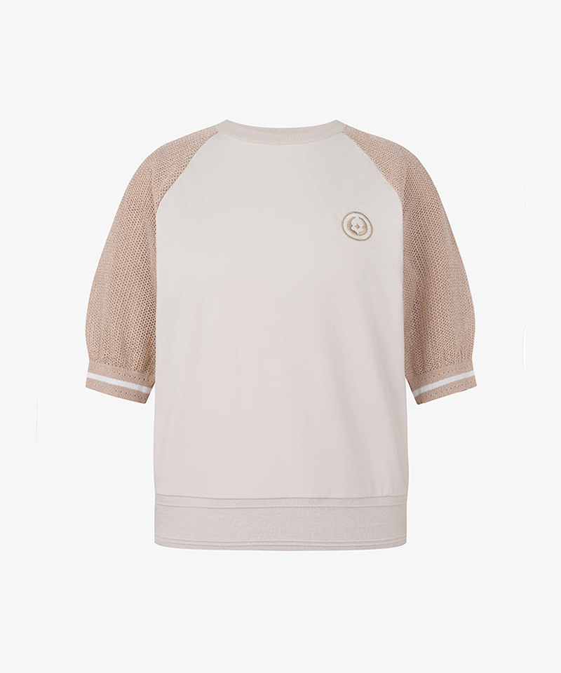 GFJ Golf Women's Hybrid Knit Top - Beige