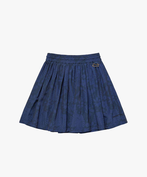 MCC Women's Print Shirring Plare Skirt - Navy