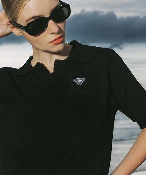 OBER Golf Summer Open Collar Knit - Black
