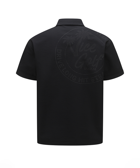 Vice Golf Atelier Men Seersucker Collar T-Shirt - Black