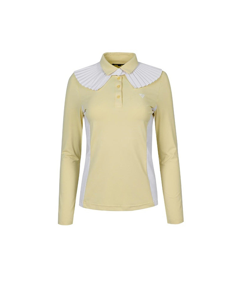 CREVE NINE: Pleated Women's T-Shirt - Yellow
