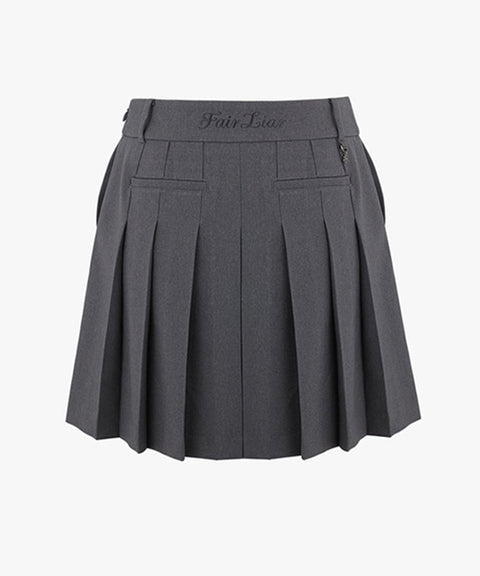 [Warehouse Sale] FAIRLIAR Pleated Culotte Pants - Gray