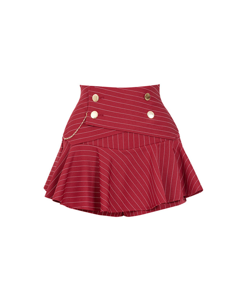 J.Jane Double Button Stripe Culotte Pants - Wine