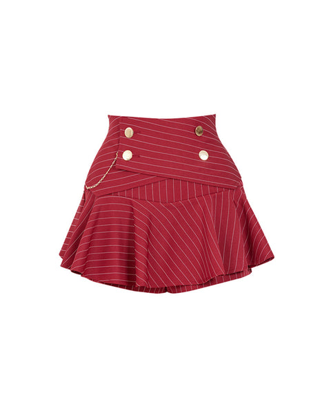 J.Jane Double Button Stripe Culotte Pants - Wine