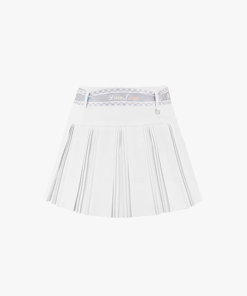 FAIRLIAR Scarf Set Pleated Skirt - White