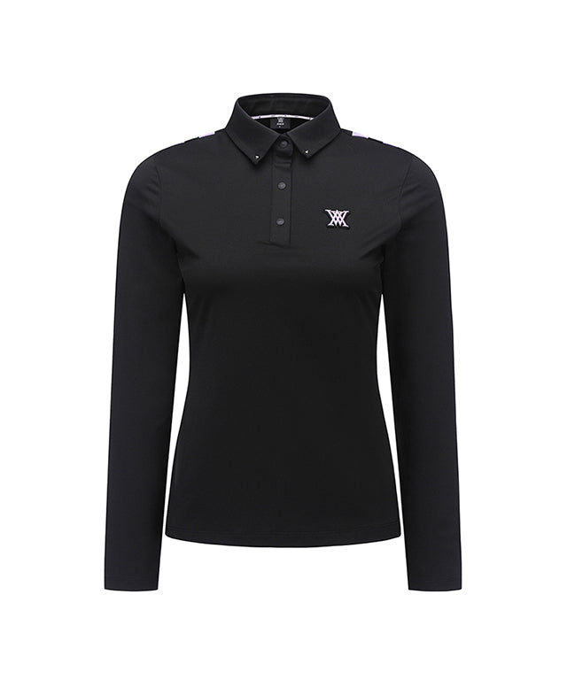 ANEW Golf: Women Back Signature Logo Long T-shirt - Black