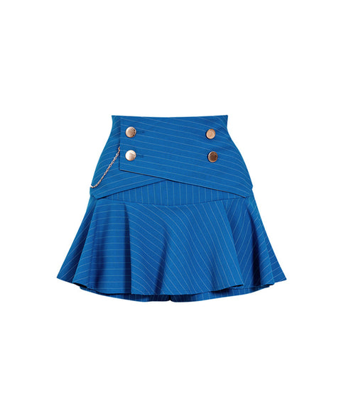 J.Jane Double Button Stripe Culotte Pants - Blue