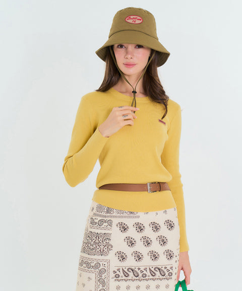 BENECIA 12 Round Neck Ribbed Knit - Yellow
