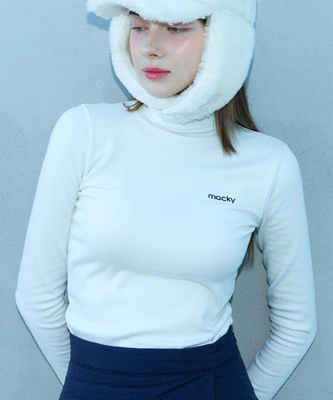 MACKY Golf: Long Neck Layer T-shirt - White