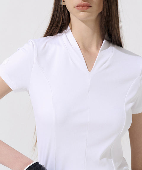 Anell Golf Easy Shawl Collar Top - White