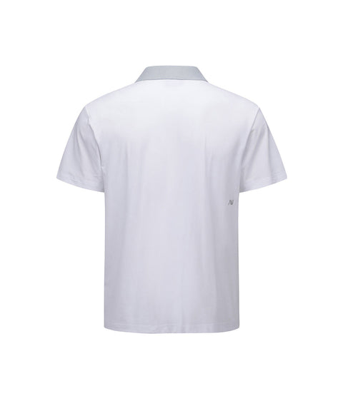 [Warehouse Sale] Men Collar Point Short T-Shirt - White