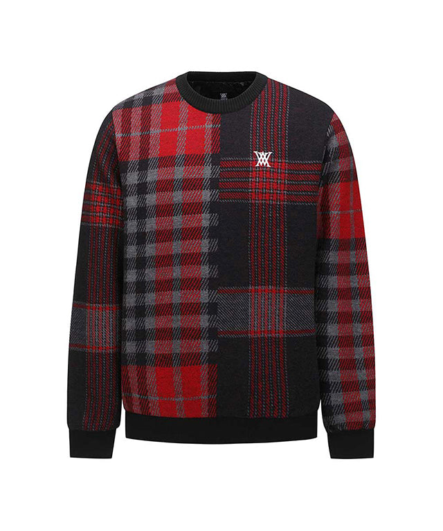 ANEW Golf: Men Check Point Sweater - Black