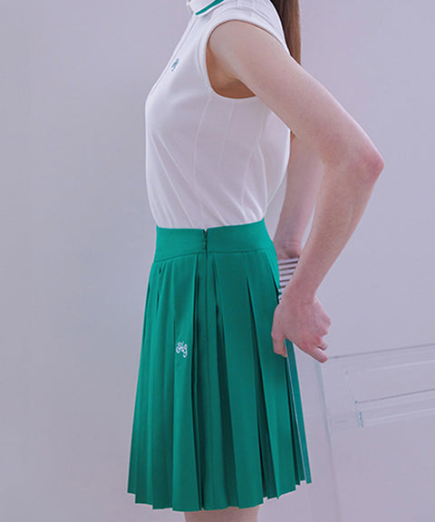 Haley Double Pleated Skirt - Green
