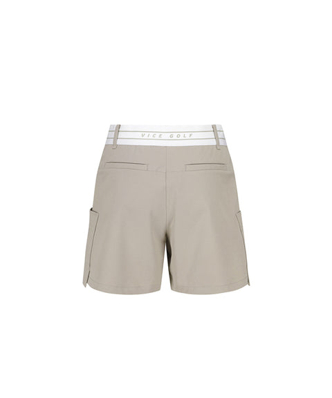 Vice Golf Atelier Women's Wrap Pocket Point Half Pants - D/Beige