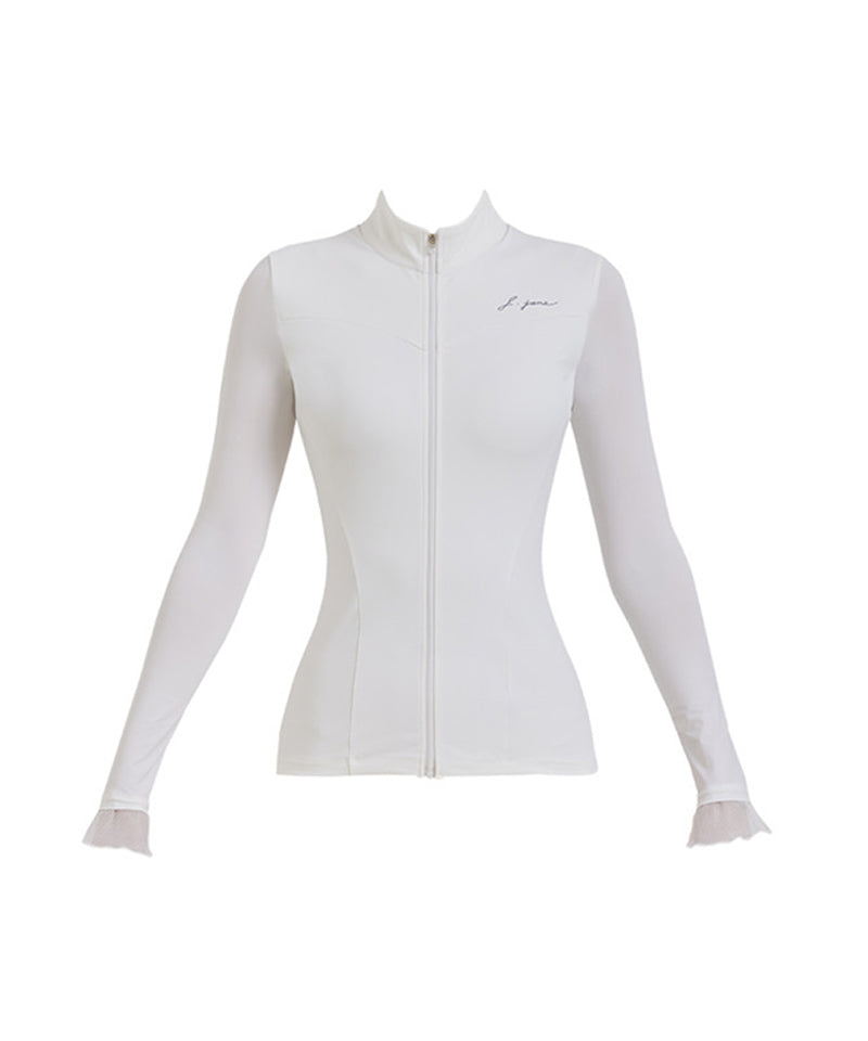 J.Jane Open Zipper Cooling T-Shirt - White