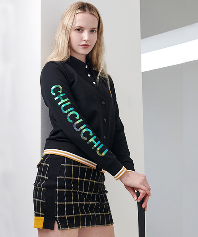CHUCUCHU Pole Check Skirt - Mustard