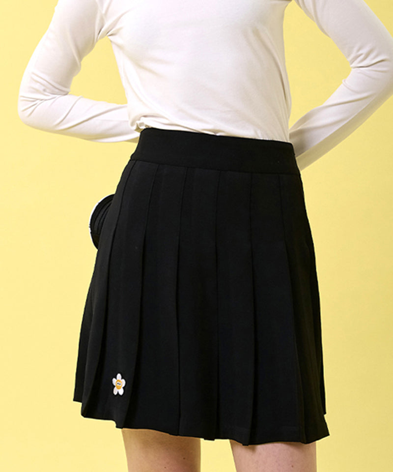 [Warehouse Sale] MACKY Golf: Pleated Banded Skirt - Black