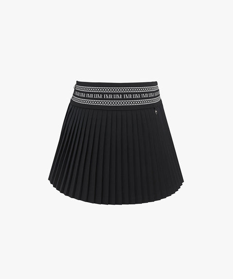 FAIRLIAR Logo Band Pleated Skirt - Black