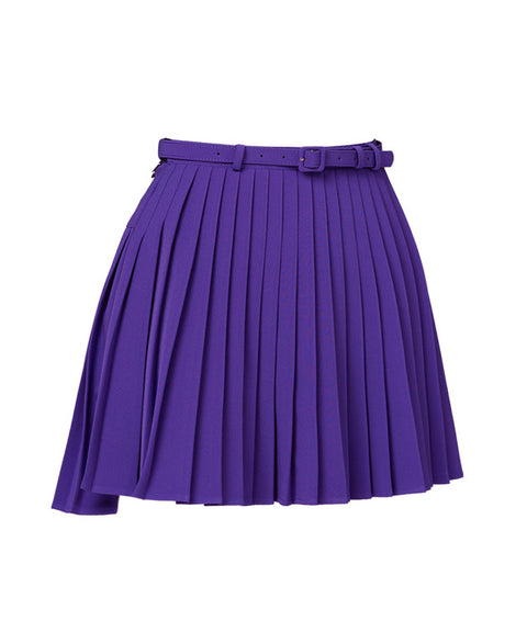 J.Jane Unbalanced Belt Pleats Skirt - Purple