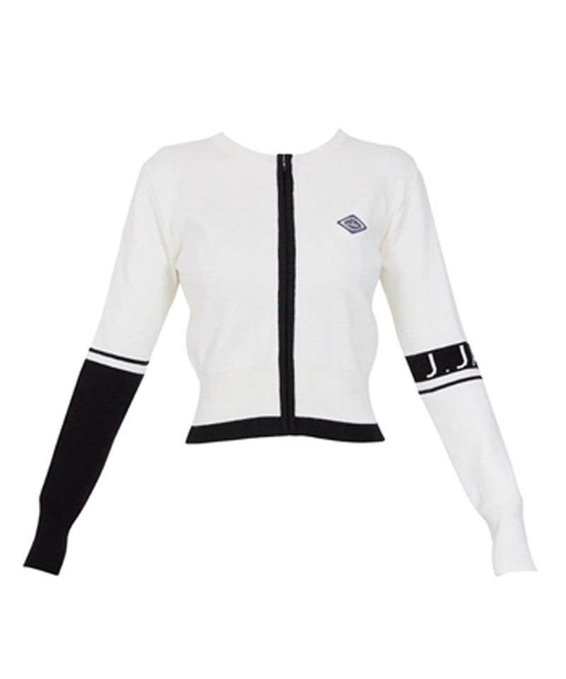 J.Jane Color Line Knit Zip-up Cardigan - Black